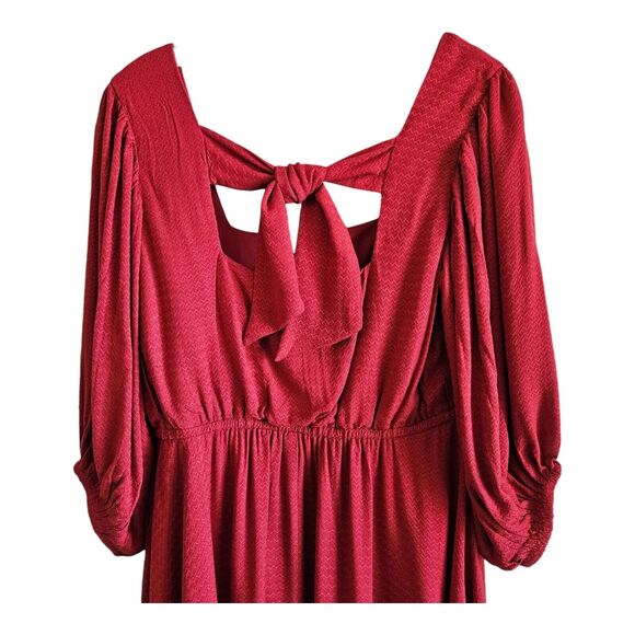 BAND OF THE FREE Women M Josette Dress Aurora Red Puff Sleeve Mini Flared Lined - Picture 9 of 10